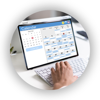 A calendar on a screen
