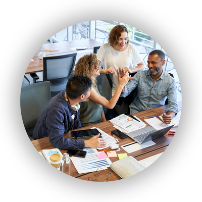 Happy people at work