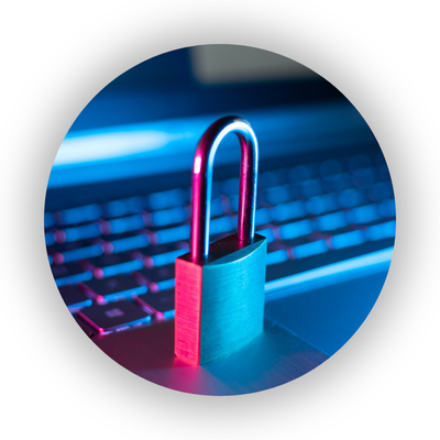 Padlock on top of laptop