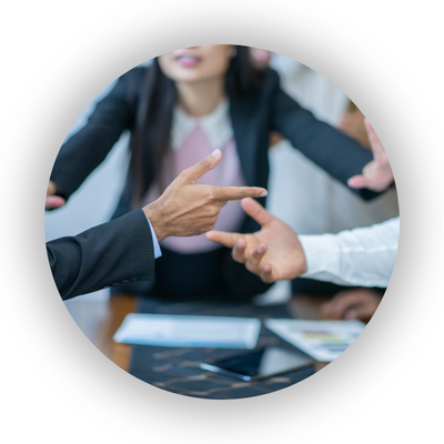 Manager moderating a disagreement between two colleagues
