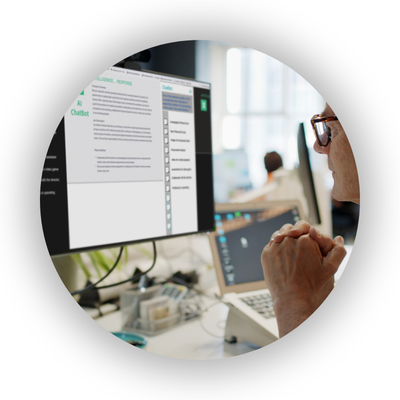Employee using AI chat tool to write