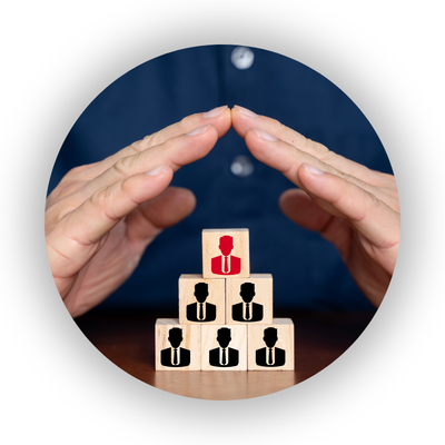 Person shielding blocks with their hands