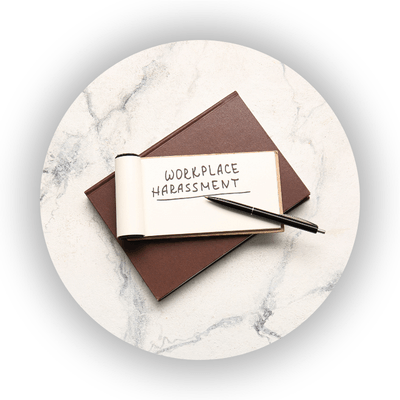 Pad with 'workplace harassment' written on it