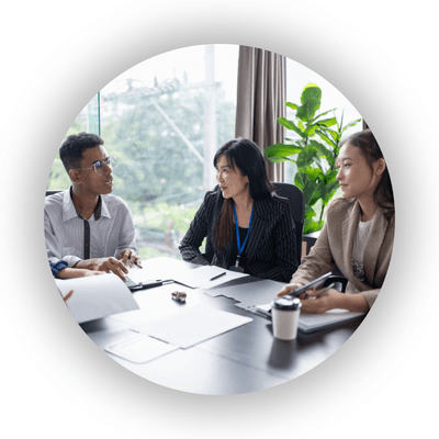 Professionals sitting around a table
