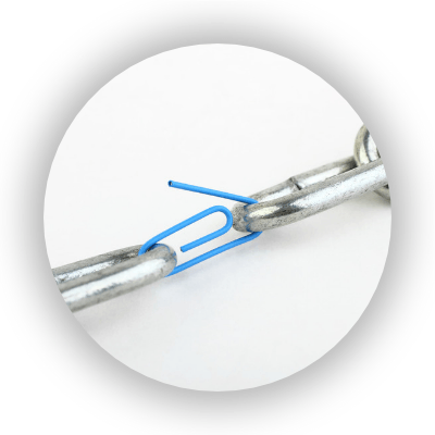A chain being held together by a paperclip