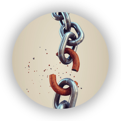 Chain with a broken rusty link